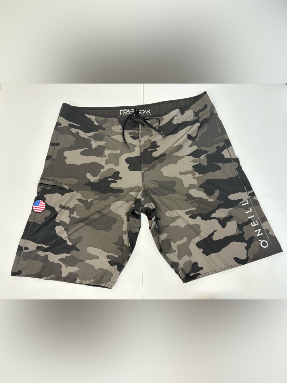 O'Neill Hyperfreak Boardshorts Camo Board Shorts Green Black Waist 40 Like New